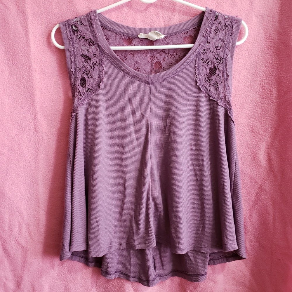 (NEW) FLORAL LACE RIBBED SLEEVELESS TOP 🦋